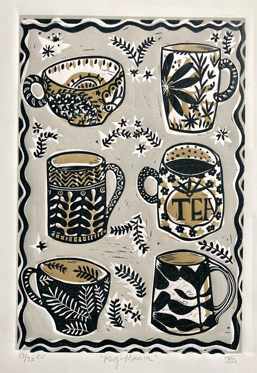 Mug-Mania (warm greys) by Alison Headley