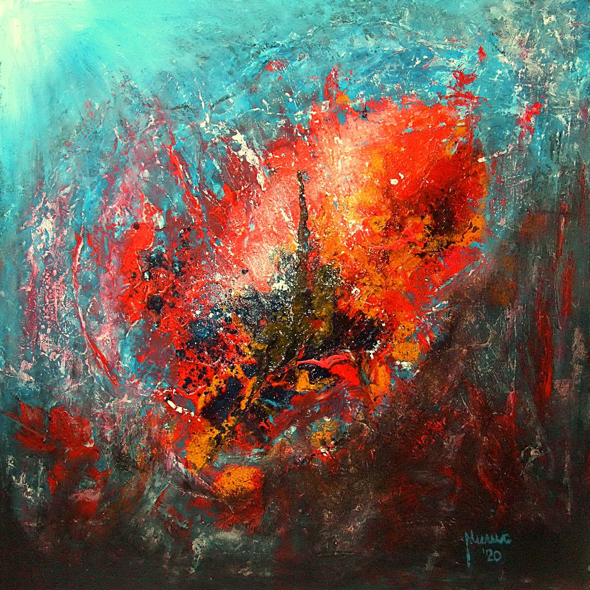 Abstract Acrylic Painting By Milis Pyrography, 20 X 20", Procreation, Original Artwork