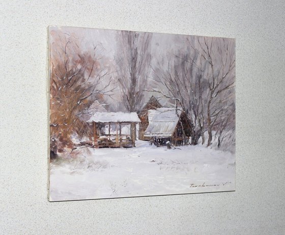 The snow was falling quietly