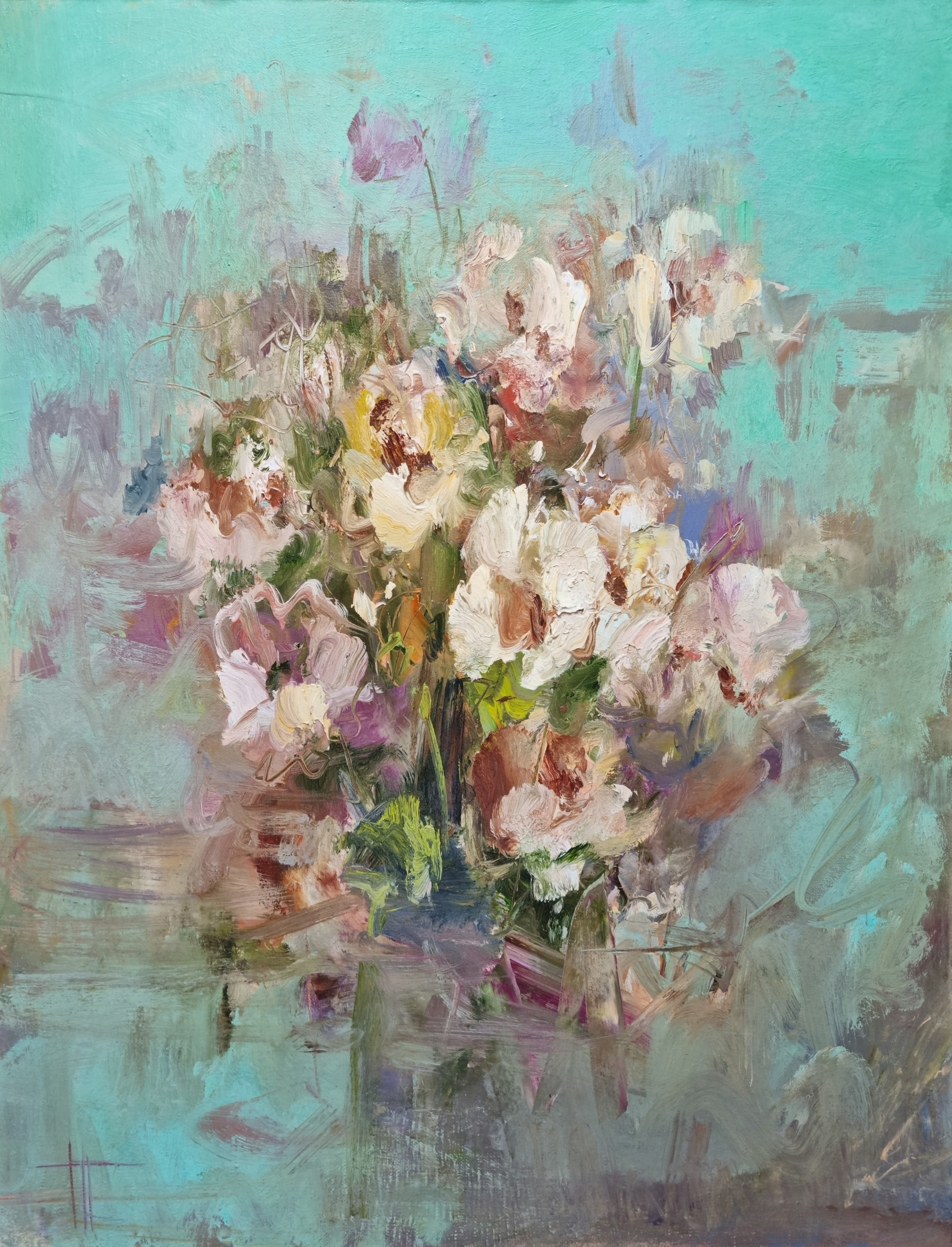 Impressionistic Botanical Oil Painting By Hennadii Penskyi, 20 X 26, Magnifique, Original Artwork