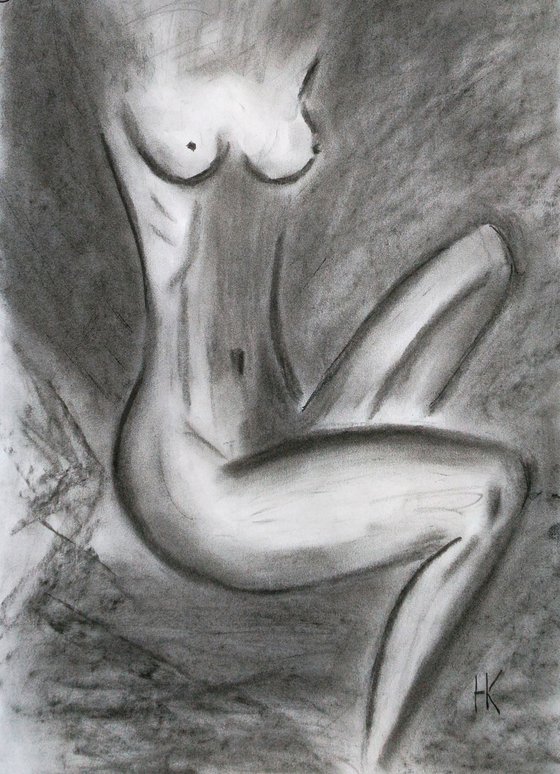 Woman Nude Charcoal Art