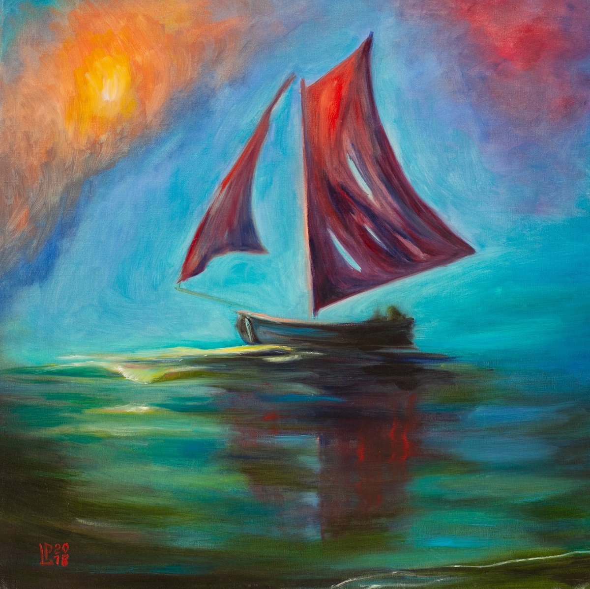 Impressionistic Landscape Oil Painting By Liudmila Pisliakova, 16 X 16", Next Day Morning, Original Artwork