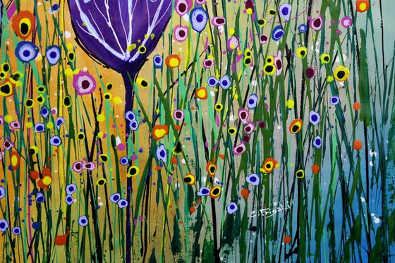 Young Folks - A Friendly Surprise #2 - Large original abstract floral painting