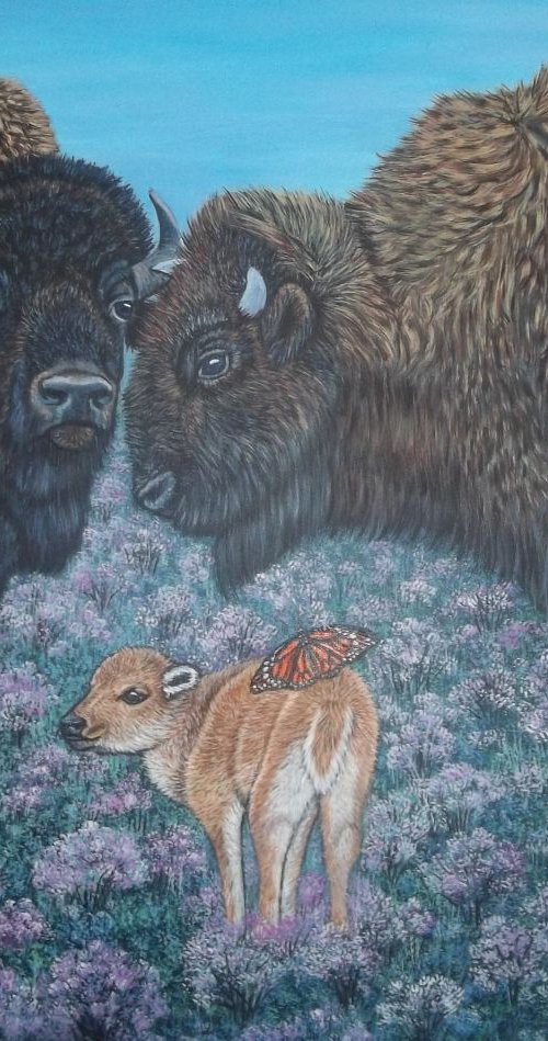 Bison and Butterfly, American Buffalo by Sofya Mikeworth