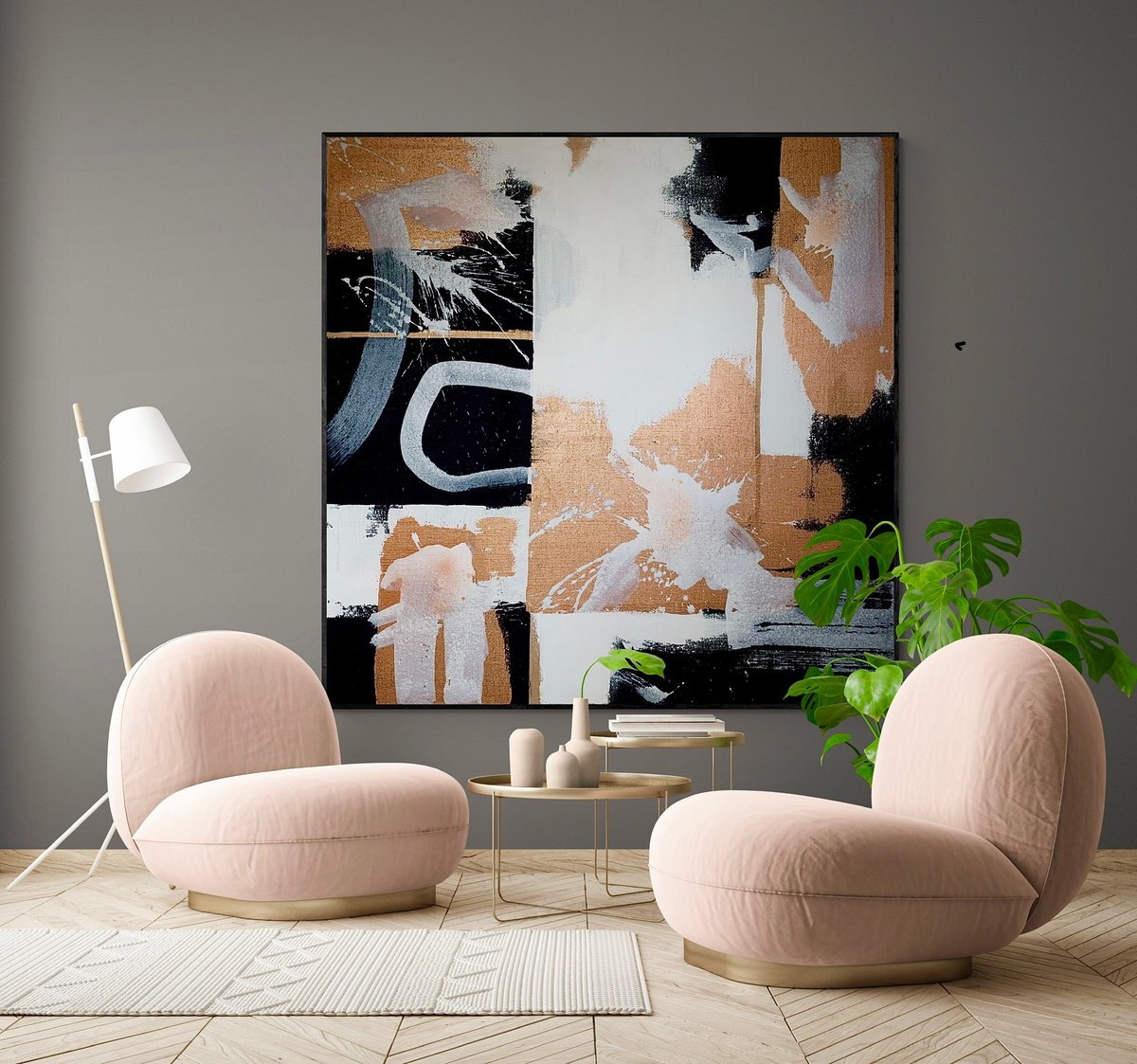 Abstraction No. 4522 copper XXL minimalism by Anita Kaufmann