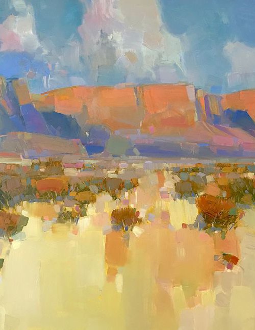 Canyon View, Landscape oil painting, One of a kind, Signed, Handmade artwork by Vahe Yeremyan