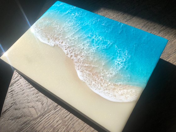 White Sand Beach #25 Miniature Ocean Painting Gift idea