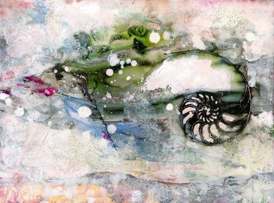 Searching For Tranquility 5 - Abstract Nautilus Shell Painting