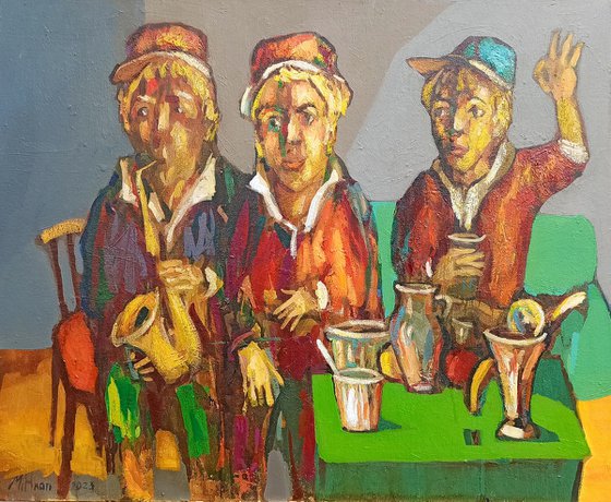 Jazz cafe(60x50cm, oil painting, ready to hang)