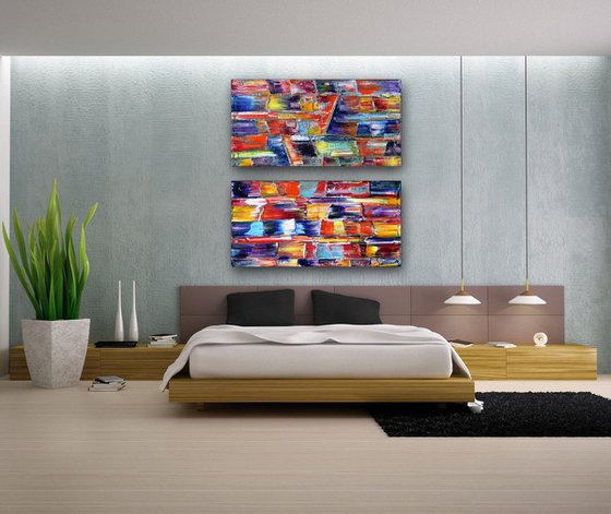 "Abundance Series" - Save As Series - Original Extra Large PMS Abstract Diptych Oil Paintings On Canvas - 48" x 48"