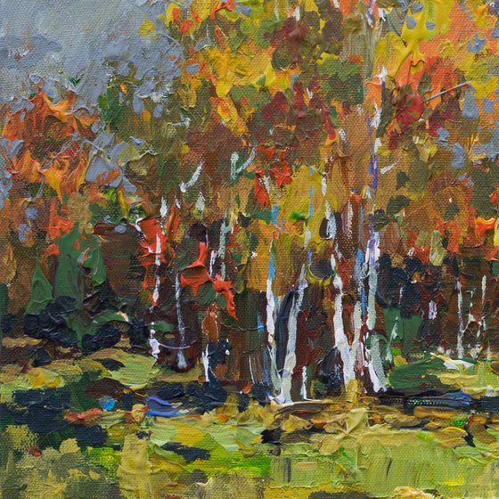 Autumn Birch Grove Landscape painting