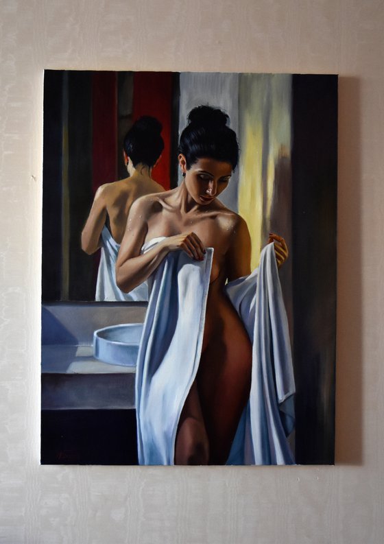 "The freshness of the morning shower" figurative realistic art