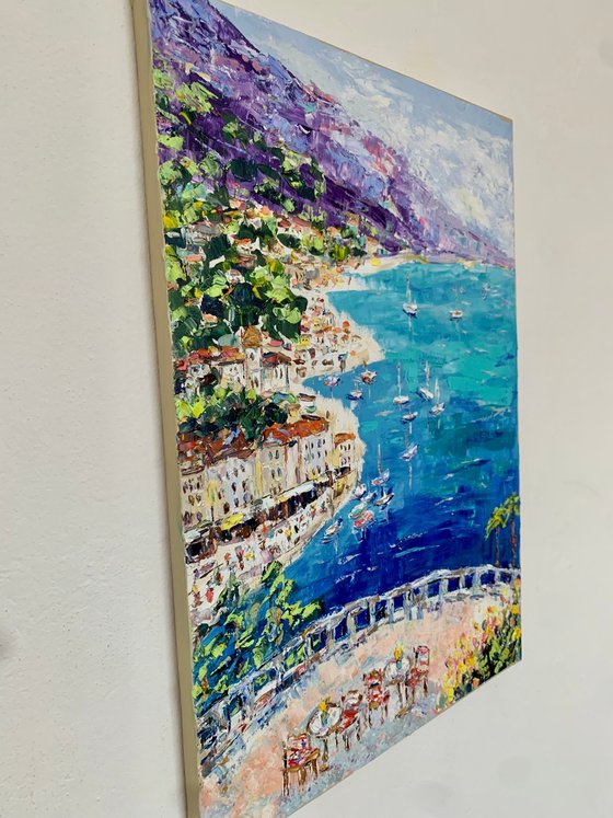 View from terrace. French Riviera coast.