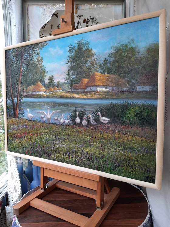 Landscape with geese