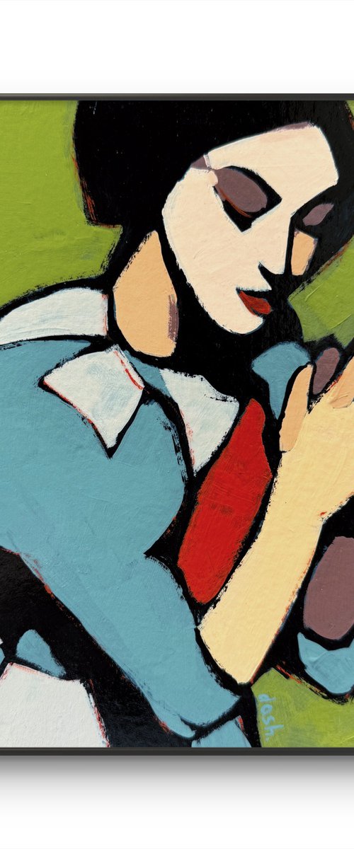 Clown Woman Painting - Original Art 8x8 inch by Daria Baklykova