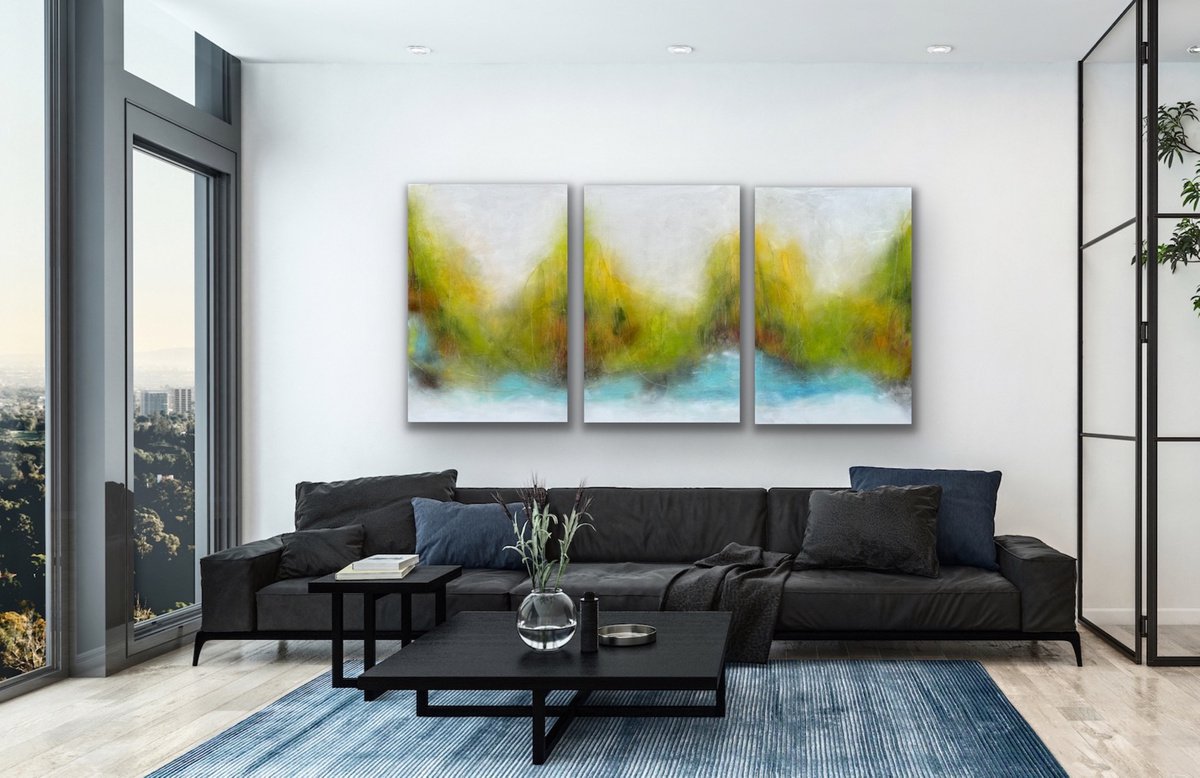 Mother Nature #25 I triptych I natural abstract artwork I ready to hang I 2021 by Kirsten Schankweiler