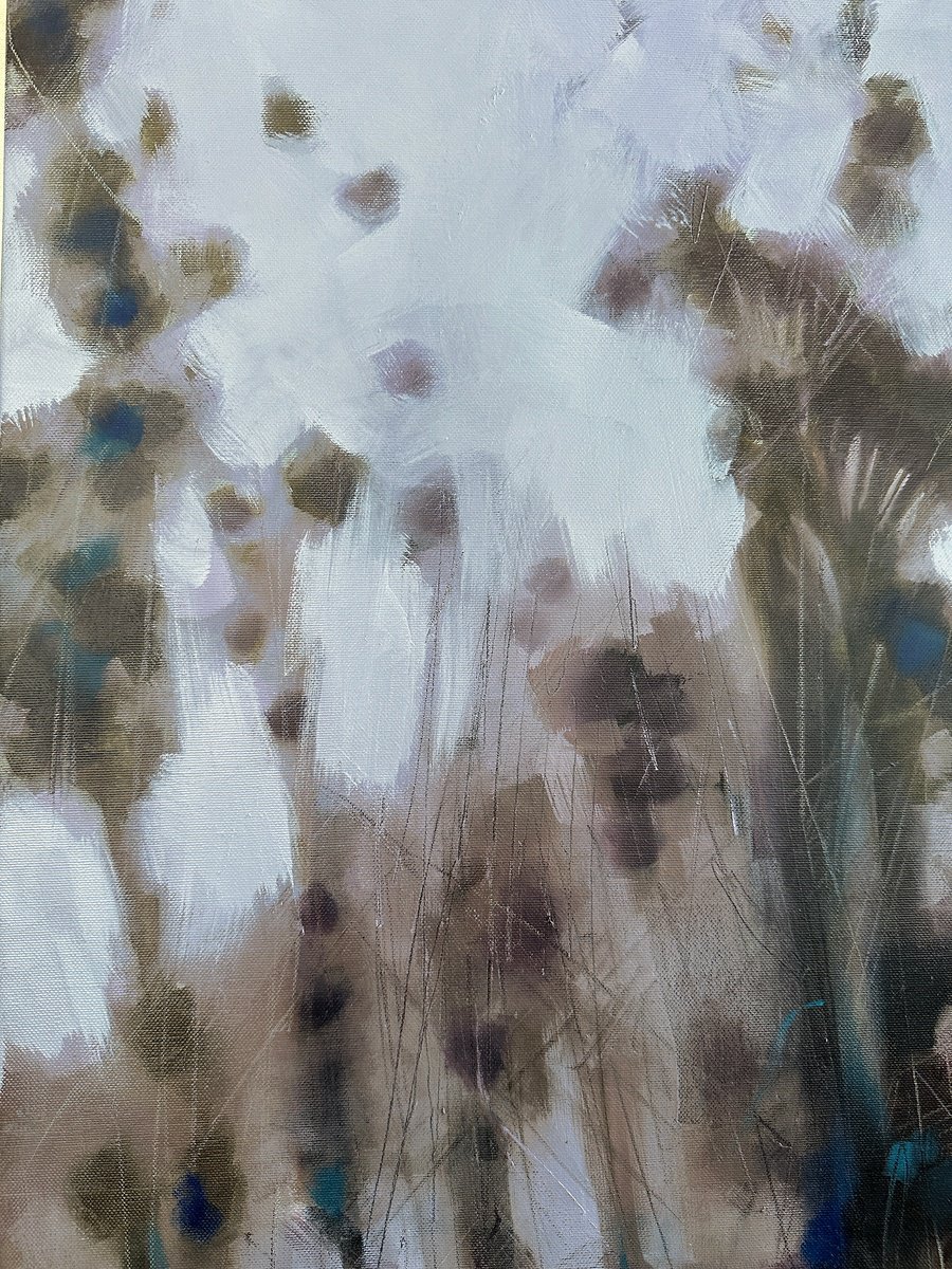 Expressive Botanical Oil Painting By Igor Shulman, 16 X 47, Weeds., Original Artwork