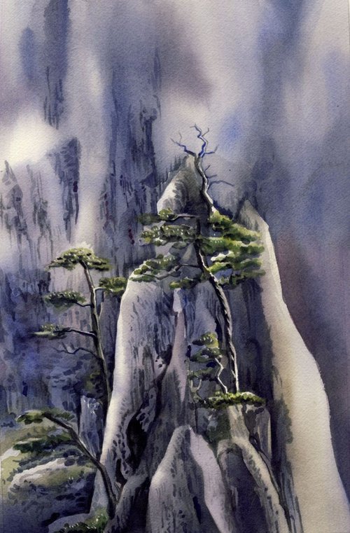 The trees on the mountain by Alfred  Ng