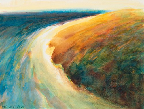 Seascape - Landscape - The beach - small size on paper - 23X30 cm by Fabienne Monestier