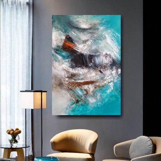 Mediterranean 70x100cm Abstract Textured Painting