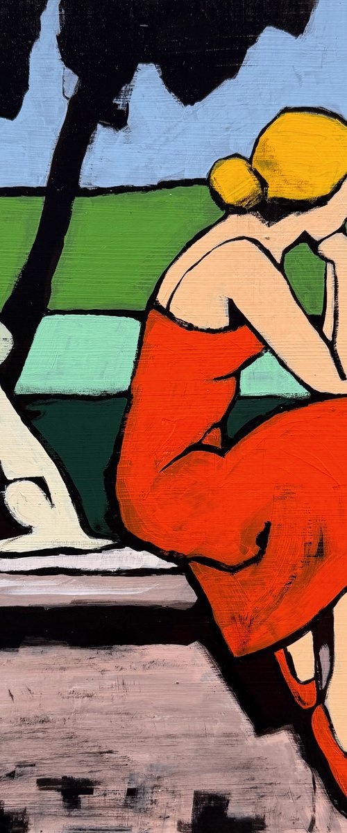 "Waiting Together"  Original painting 16x16in by Daria Baklykova