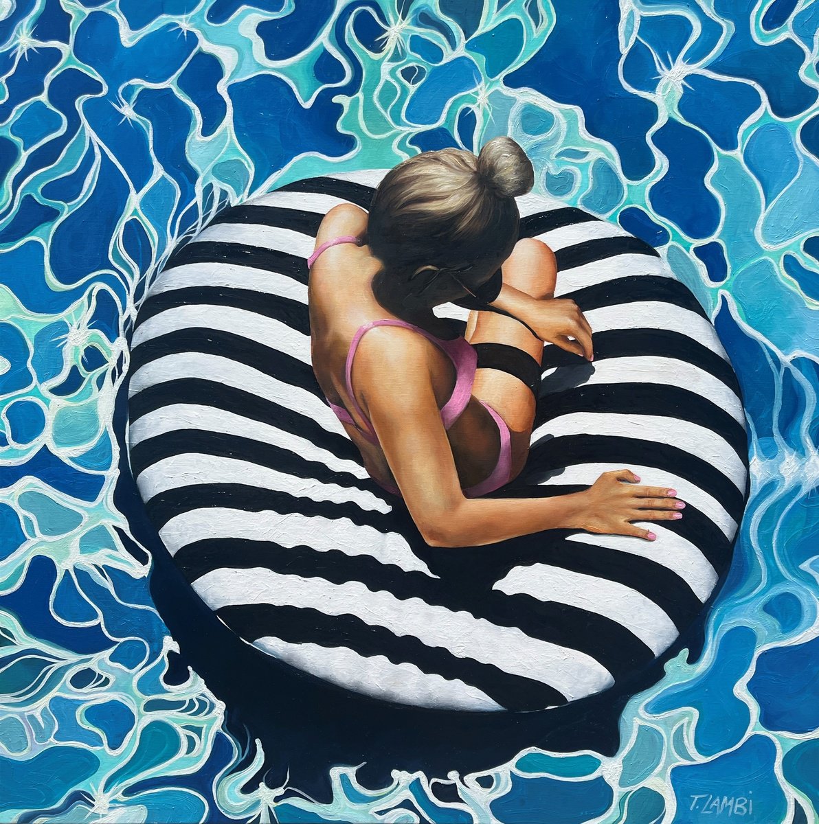 Photorealistic Landscape Oil Painting By Trisha Lambi, 40 X 40", Lazy Dazy Crazy, Original Artwork