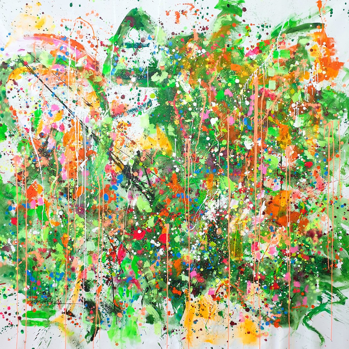 Abstract Landscape Acrylic Painting By Marta Zawadzka, 79 X 79", Miracle, Original Artwork