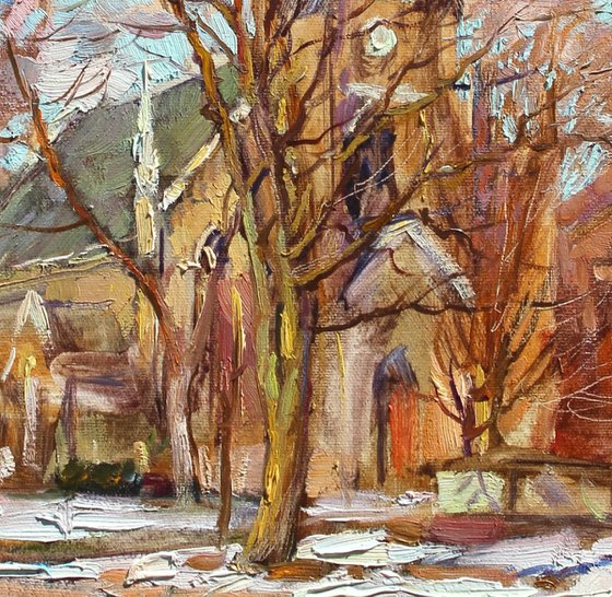 March sun. Church Painting