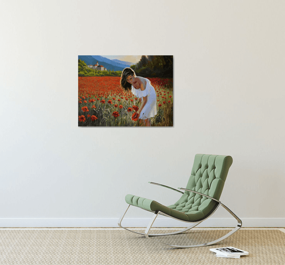 The field of red poppies