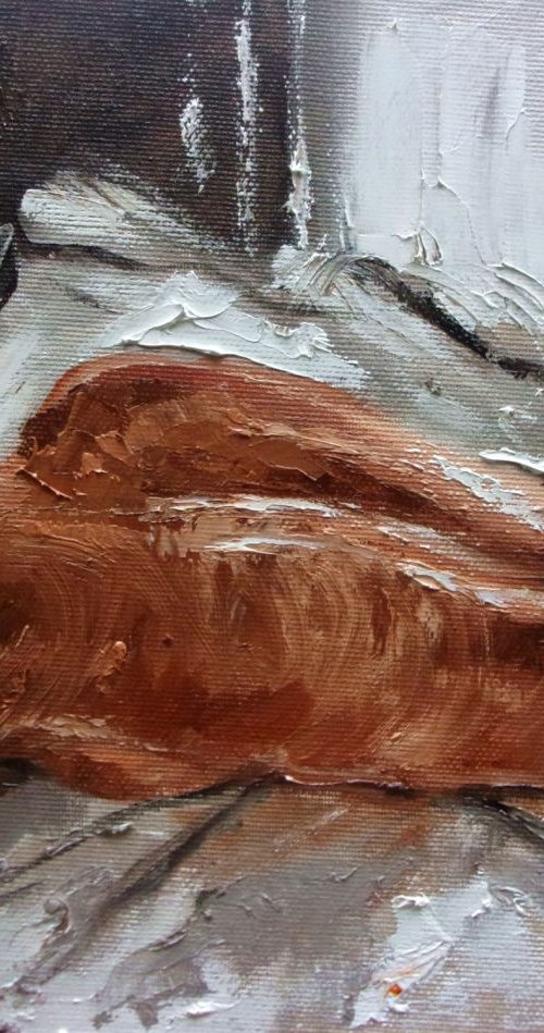 " GOOD MORNING NEW DAY " - original oil painting on canvas, gift, palette kniffe by Monika Luniak