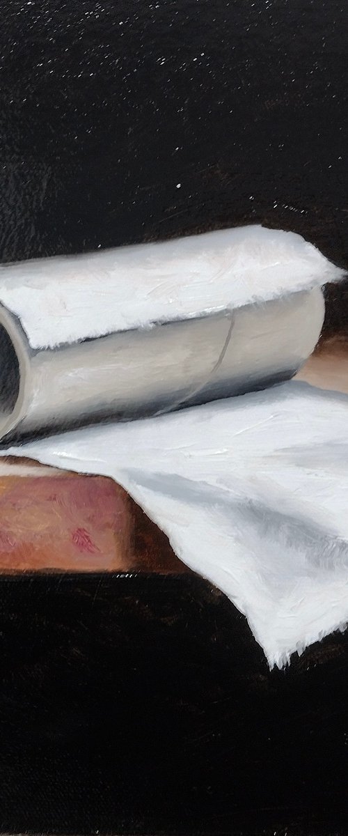 Loo roll  last sheet still life by Jane Palmer Art