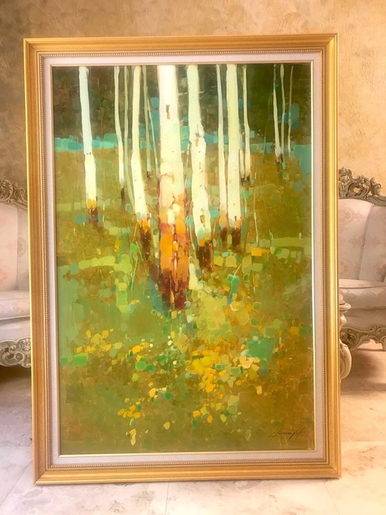 Aspen, Original oil painting, Handmade artwork, One of a kind