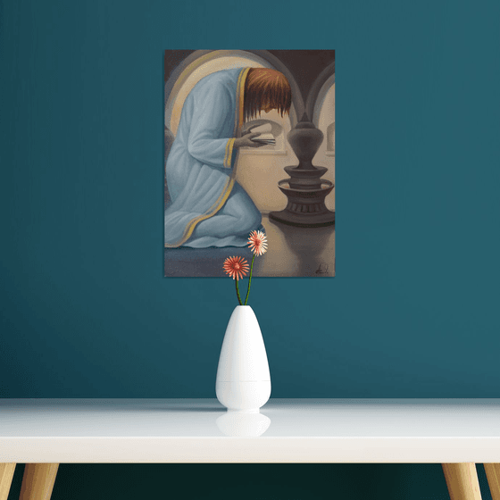 Praying for her  30x40cm, oil painting, surrealistic artwork
