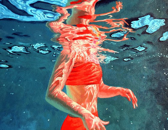 Underneath LVX - Miniature swimming painting