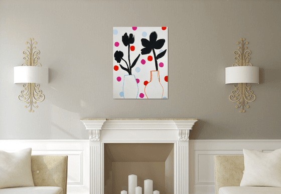 Flowers Polka Dot Background