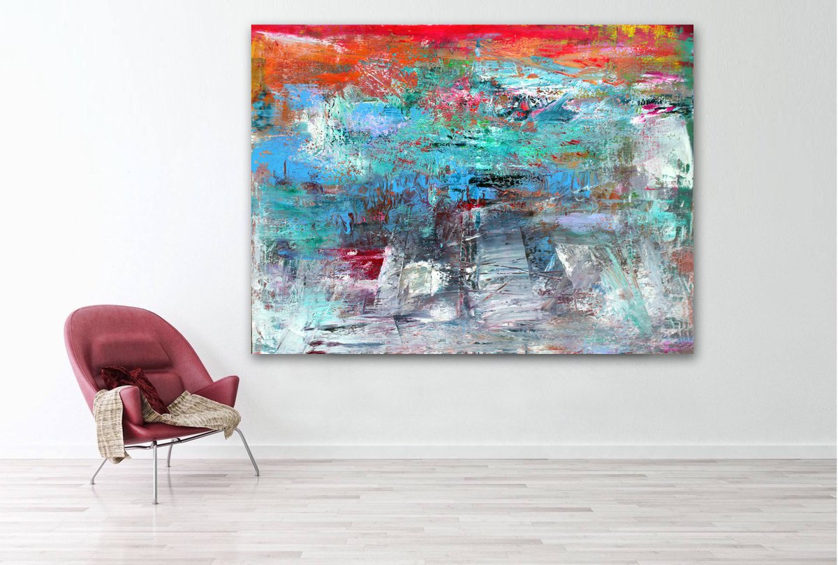 Abstract Acrylic Painting By Veljko Martinovic, 79 X 59", - The Secret Of Life -, Original Artwork