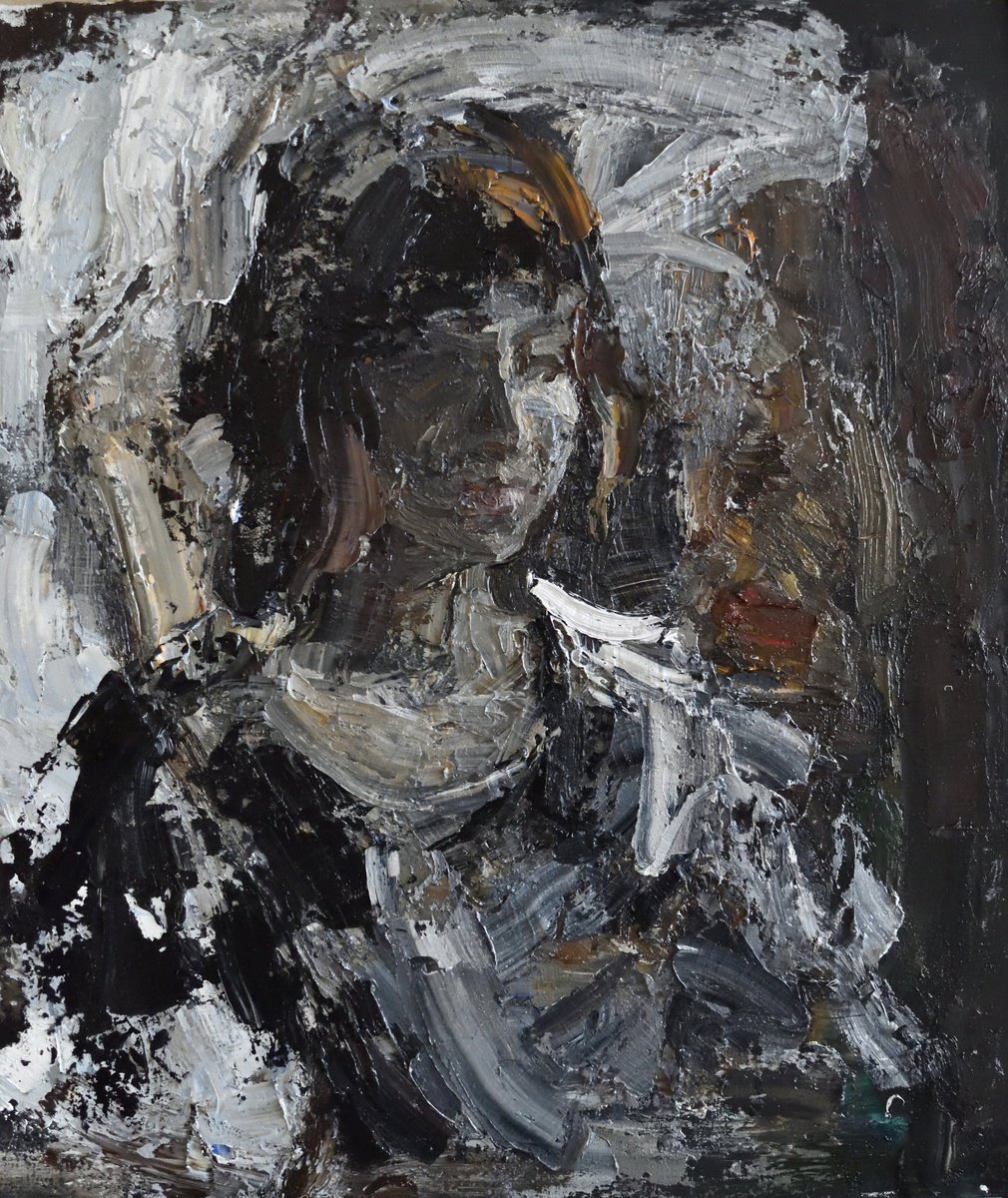 Expressive Oil Painting , Girl In A Fur Coat By Stanislava Cherkasova, 28 X 31, Artwork For Sale On Artfinder