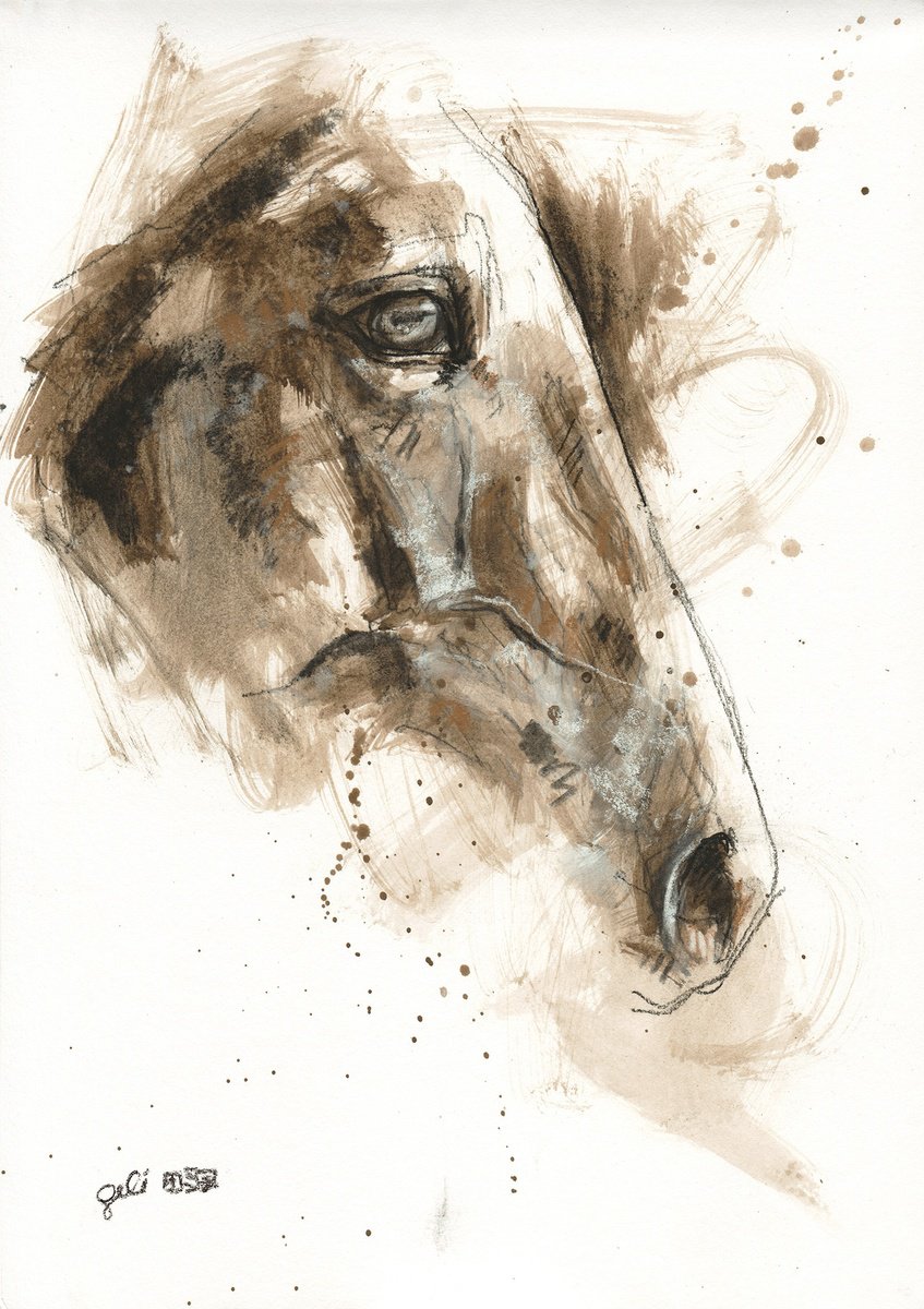 Expressive Animal Painting By Benedicte Gele, 8 X 12, Face To Face 10, Original Artwork