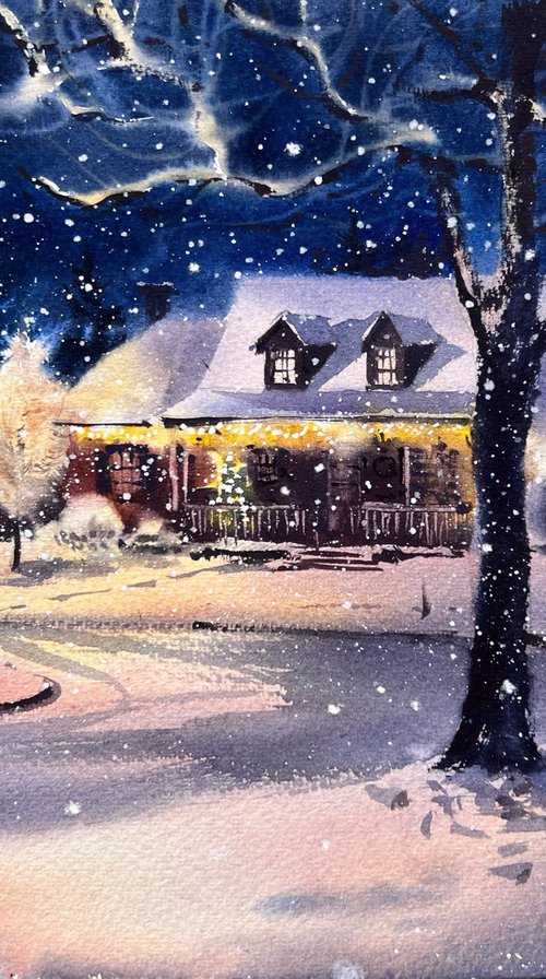 House at night by Eugenia Gorbacheva