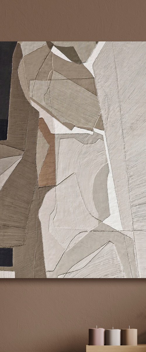 "Bella 4" Textured abstract geometric art by Marine