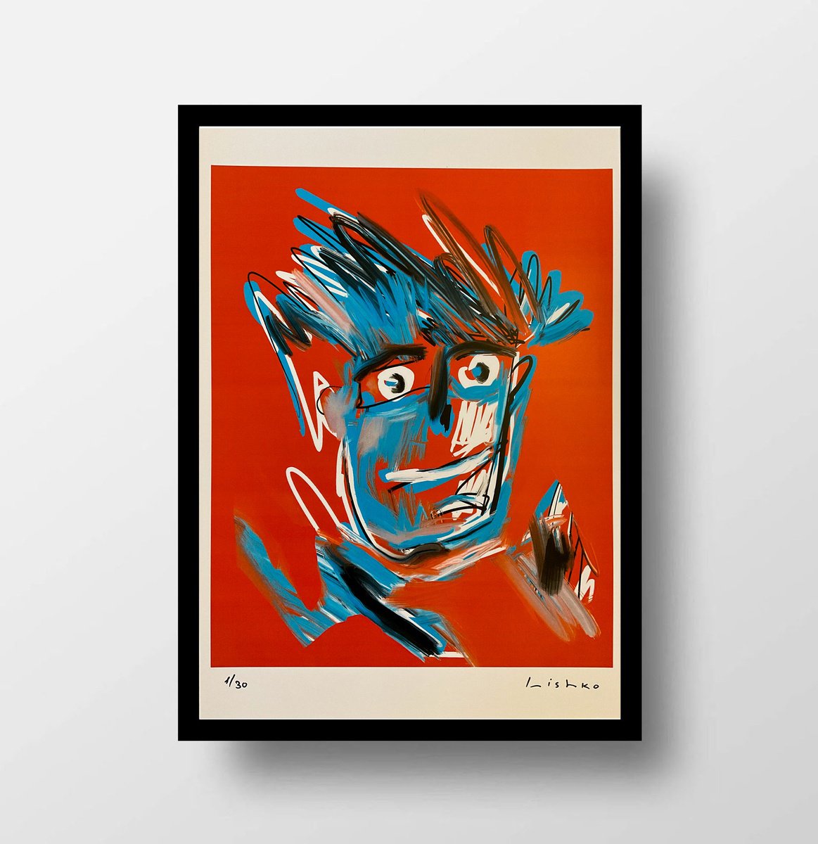 Expressive Portrait Giclee Print By V. Lishko, 8 X 12", Portrait, Original Artwork