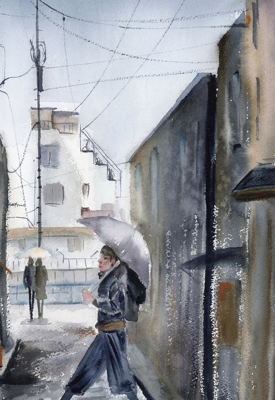 Rainy Alley Stroll
