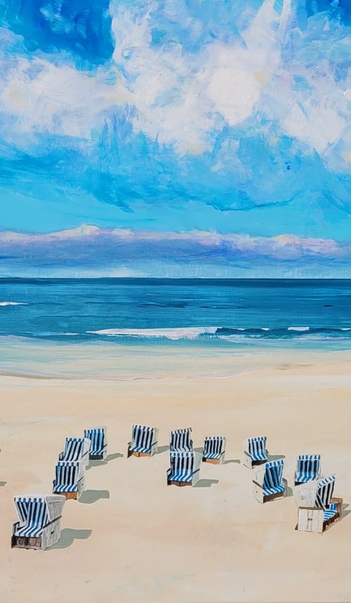Beach chairs on a lonely beach: Sylt by Kathrin Flöge