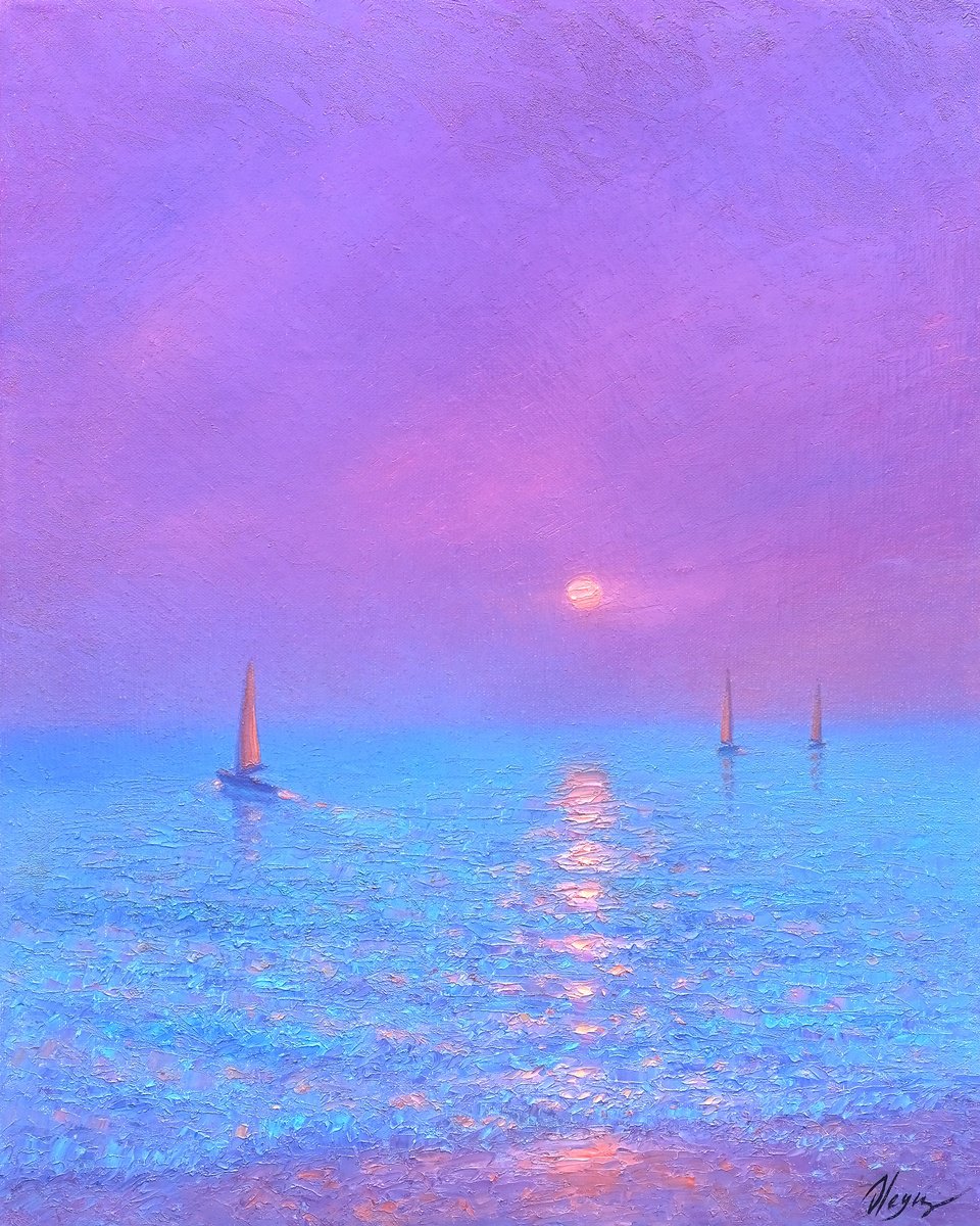 Impressionistic Landscape Oil Painting By Dmitry Oleyn, 16 X 20, Sea, Original Artwork