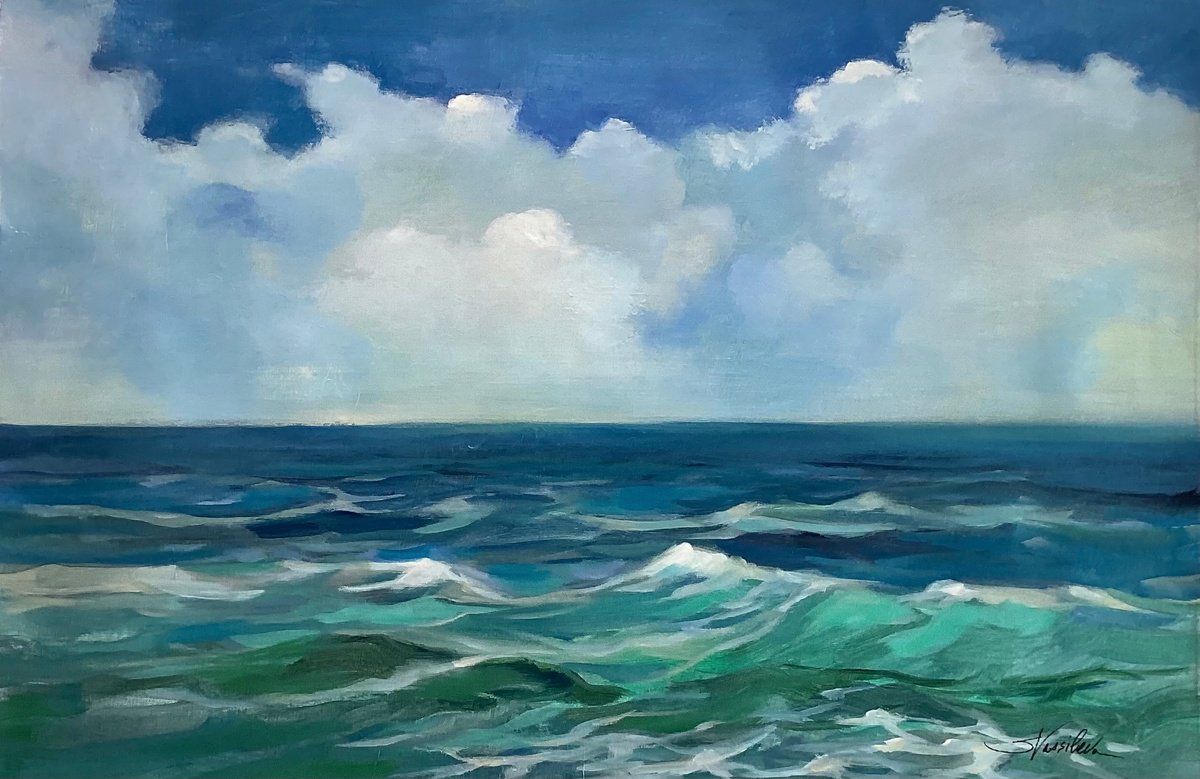 Emerald Wave By Silvia Vassileva, 36 X 24, Artwork For Sale On Artfinder