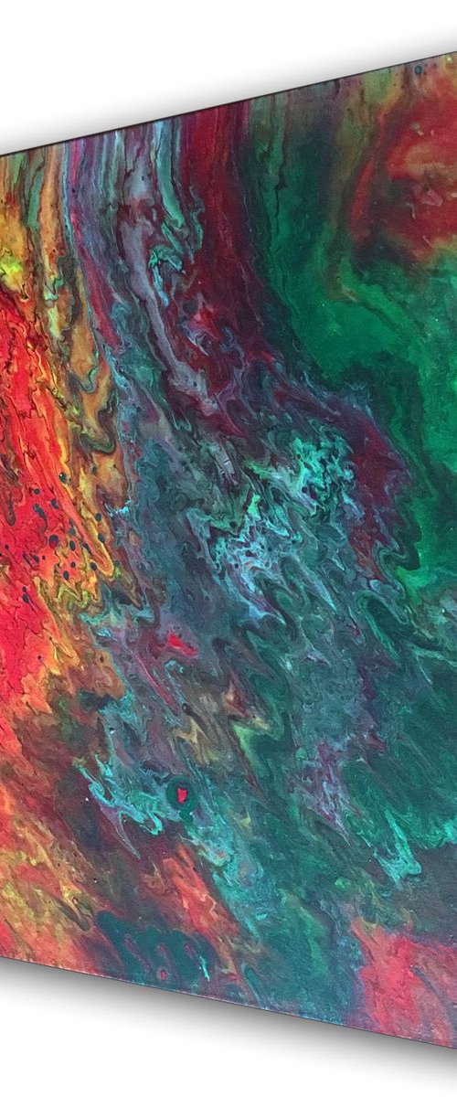 "Up In Flames" - FREE WORLDWIDE SHIPPING - Original Abstract PMS Fluid Acrylic Painting - 24 x 24 inches by Preston M. Smith (PMS)