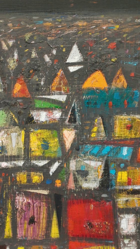 Golden Moon Above City