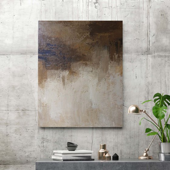 "Glow" Brown beige minimalist textured art