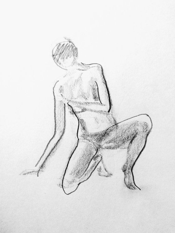 Nude. Original pencil drawing.