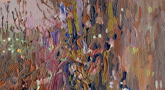 A spruce on a winter boulevard at night